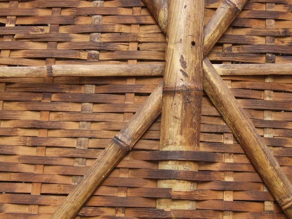 Fából Készült Mintázat Készült Egy Fonott Kosárban Barna Közelről — Stock Fotó