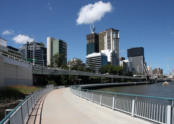 Brisbane Queensland Uitzicht Prachtige Moderne Stad Wolkenkrabbers Fietsen Pad — Stockfoto