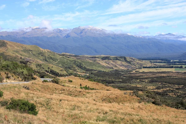 Νέα Ζηλανδία Ορεινό Τοπίο Και Την Κοιλάδα Του Στην Περιοχή — Φωτογραφία Αρχείου
