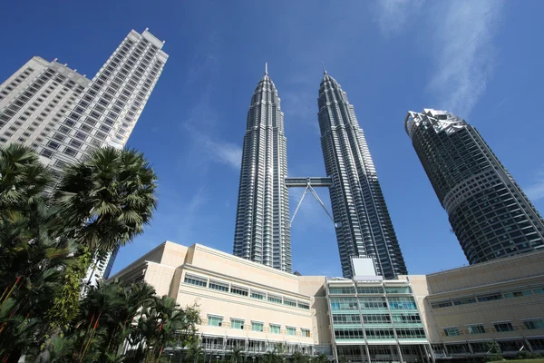Kuala Lumpurban Malajzia Skyline Híres Petronas Ikertornyok Második Harmadik Legmagasabb — Stock Fotó