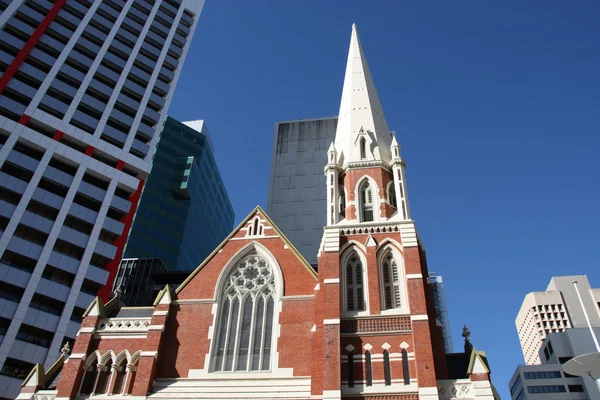 Albert Ulicy Zjednoczenia Kościoła Otoczeniu Drapaczy Chmur Brisbane Queensland Australia — Zdjęcie stockowe