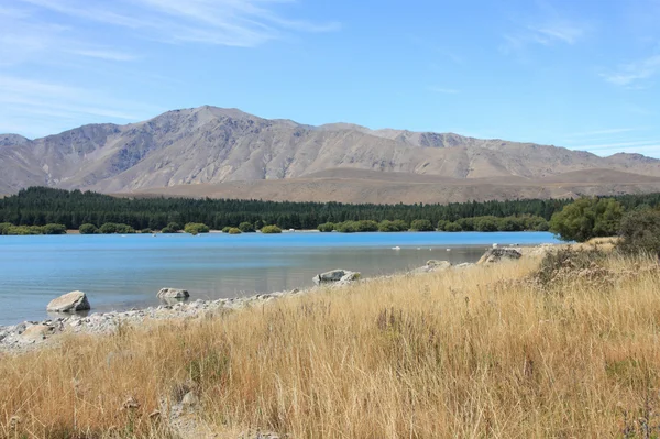 Lake Tekapo Krajobraz Regionu Canterbury Nowej Zelandii — Zdjęcie stockowe