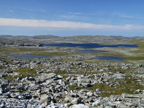 Sacco Pietre Paesaggio Della Norvegia Settentrionale Pianure Con Laghi — Foto Stock