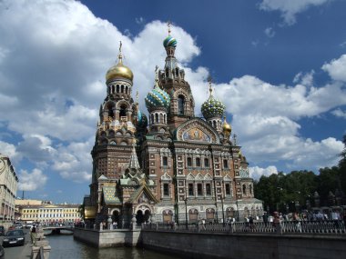 Totally fabulous and astonishing landmark of St. Petersburg. Extraordinary Orthodox architecture. clipart