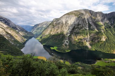 Naeroyfjord - famous UNESCO World Heritage Site in Norway. Beautiful fiord landscape in Sogn og Fjordane region. clipart