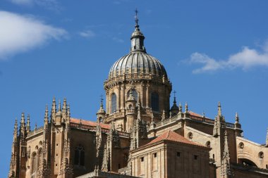 Dome of Salamanca new cathedral. Beautiful sandstone architecture. Gothic and baroque styles. clipart