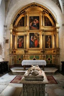 burgos Katedrali, castilia, İspanya ziyareti (capilla de la visitacion) kilise. Başpiskoposun mezar. UNESCO Dünya h üzerinde listelenen eski Katolik landmark