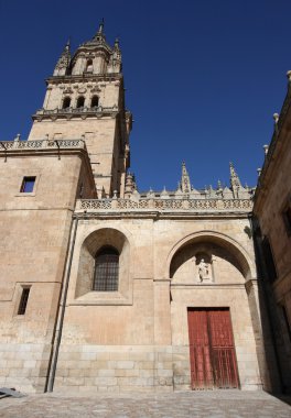 eski kule salamanca cathedral. güzel kumtaşı mimarisi. Romanesk tarzı.