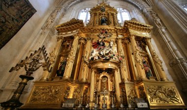 Retablo Mayor de Santiago (Altarpiece of Saint Jacob) in Burgos Cathedral, Castilia, Spain. Archbishop's sepulchre. Old Catholic landmark listed on UNESCO World clipart