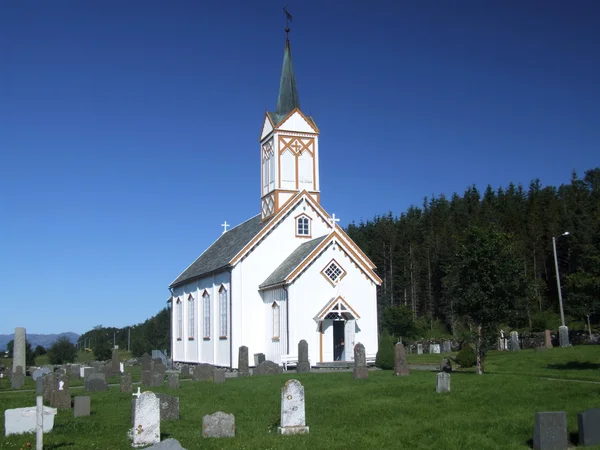 Chiesa Vevelstad Sull Isola Asmyra Bellissimo Villaggio Nella Regione Nordland — Foto Stock