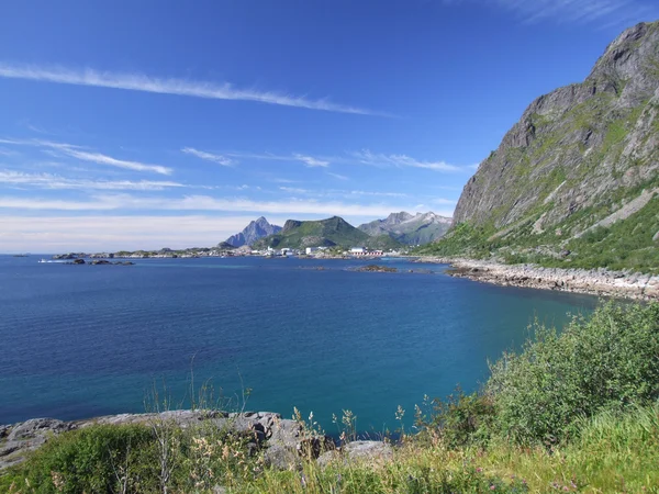 Летний Пейзаж Островов Лофот Норвегия Рядом Сволваром — стоковое фото