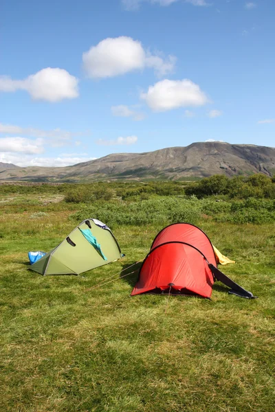 Kemping Thingvellir Izland Híres Területén Kültéri Turizmus — Stock Fotó