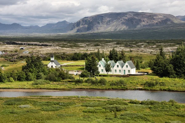 Malerisches Tal Und Ein Dorf Thingvellir Nationalpark Berühmtes Gebiet Island — Stockfoto