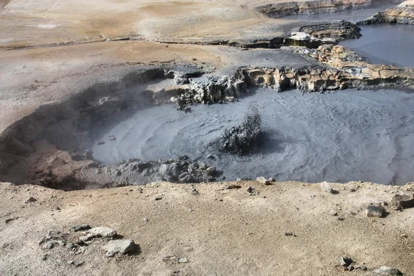 Namafjall Hverir Gebied Ijsland Vulkanische Activiteit Kokende Modder Zwavelzuur Formaties — Stockfoto