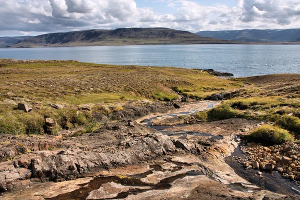 Ακτή Του Φιόρδ Hvalfjordur Στην Ισλανδία Τοπίο Του Καλοκαιριού — Φωτογραφία Αρχείου