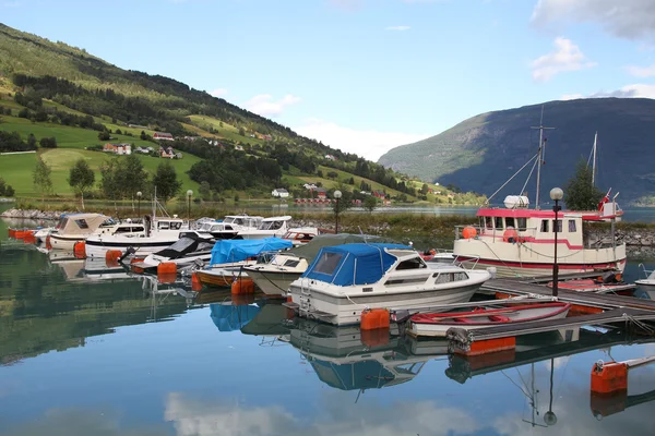 Norge Sogn Fjordane County Fiskehamnen Nordfjord Olden — Stockfoto