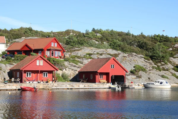 Noruega Ilha Skjernoy Região Vest Agder Pequena Cidade Piscatória Dyrstad — Fotografia de Stock