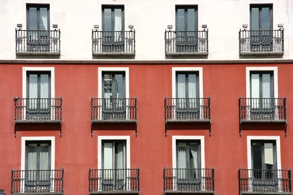 Окна Здания Площади Plaza Mayor Вальядолиде Испания — стоковое фото