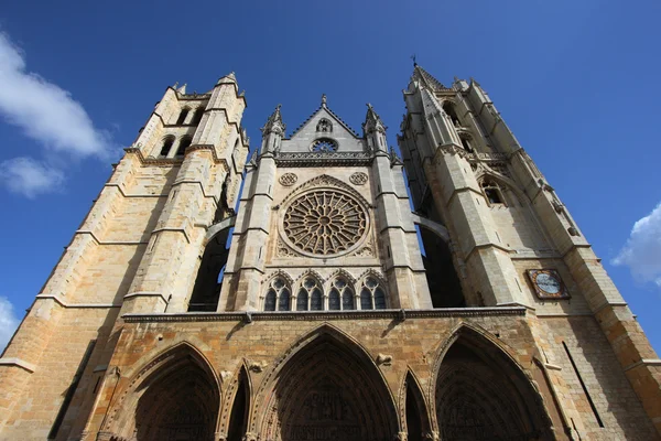 Vackra Gotiska Katedralen Leon Castilla Leon Spanien — Stockfoto