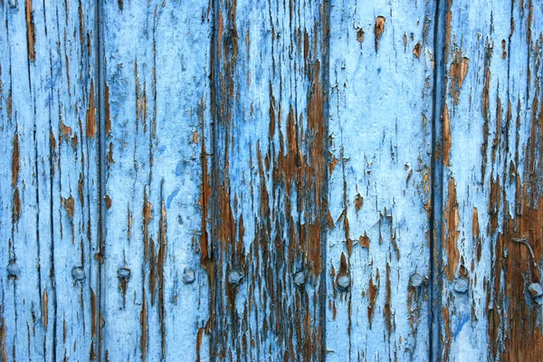 Staré Dřevěné Dveře Modrým Loupání Barvy Abstraktní Pozadí — Stock fotografie