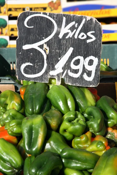 Green Peppers Green Groceries Marketplace Avila Spain — Stock Photo, Image