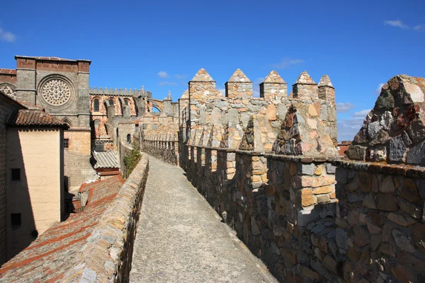 Avila Καθεδρικός Ναός Φαίνεται Από Τείχη Της Μεσαιωνικής Πόλης Ισπανική — Φωτογραφία Αρχείου