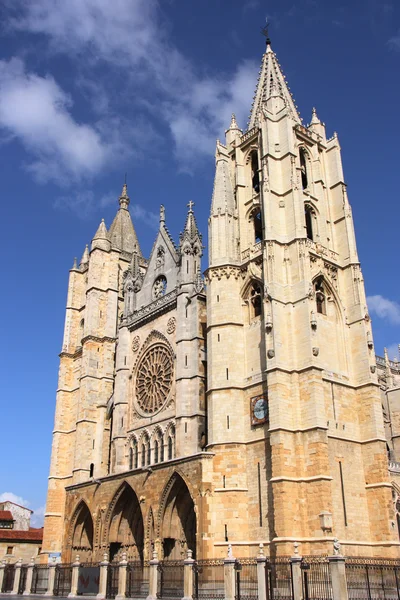 Piękna Gotycka Katedra Leon Castilla Leon Hiszpania — Zdjęcie stockowe