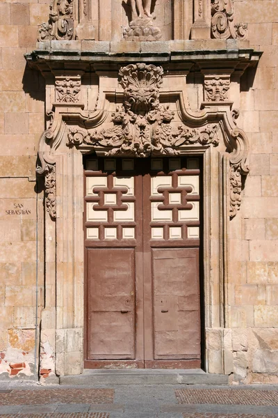 Porta Para Iglesia San Sebastian Salamanca Igreja São Sebastião — Fotografia de Stock