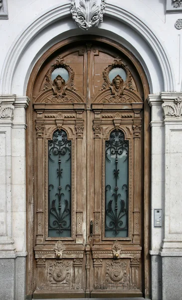 Ξύλινη Πόρτα Περίτεχνα Στο Valladolid Castilla Leon Ισπανία — Φωτογραφία Αρχείου