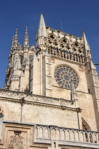 Wieża Średniowiecznej Katedry Burgos Hiszpania Castilia Stary Katolicki Punkt Orientacyjny — Zdjęcie stockowe