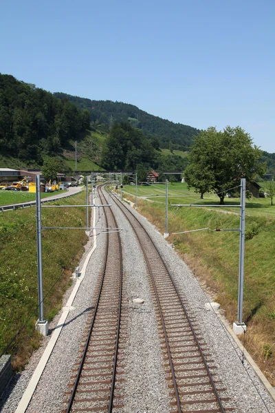 Ferrovia na Suíça — Fotografia de Stock