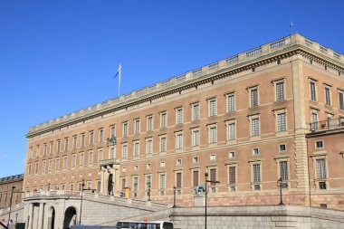 Stockholm, İsveç. ünlü İsveç Kraliyet Sarayı (stockholms slott) adlı gamla stan (eski şehir), stadsholmen Adası.