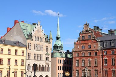 Stockholm, İsveç. görünümünü munkbron kamu meydanında gamla stan (eski şehir), stadsholmen Adası.