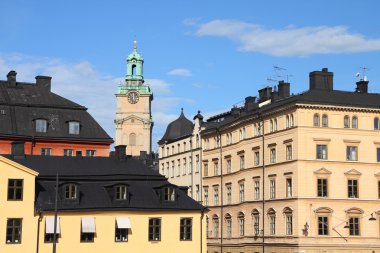 Stockholm, İsveç. görünümünü munkbron kamu meydanında gamla stan (eski şehir), stadsholmen Adası.