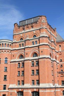 Stockholm, İsveç. munchenbryggeriet - sodermalm Adası'nda bina eski tuğla.