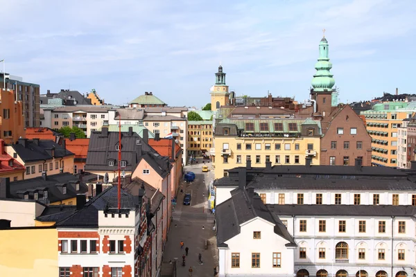 瑞典斯德哥尔摩 在瑟德马尔姆岛的老建筑 空中街道视图 — 图库照片