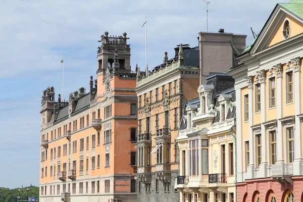 Estocolmo Suecia Norrmalm Borough Con Colorida Arquitectura Antigua —  Fotos de Stock