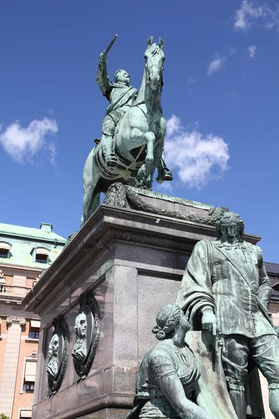 Stockholm Sweden Equestrian Statue Gustav Adolf King Sweden — Stock Photo, Image