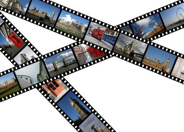 Illustration - film strips with travel photos. London in England, United Kingdom. All photos taken by me. clipart