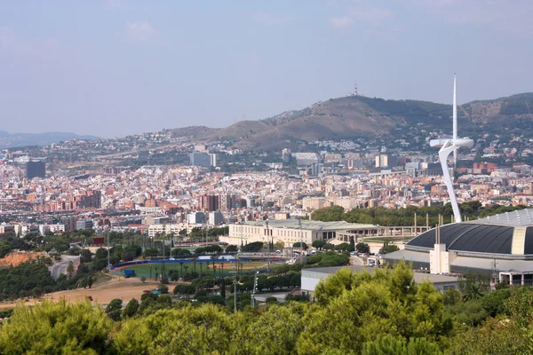 Stadtbild Von Barcelona Luftaufnahme Vom Hügel Montjuic Aus Gesehen — Stockfoto