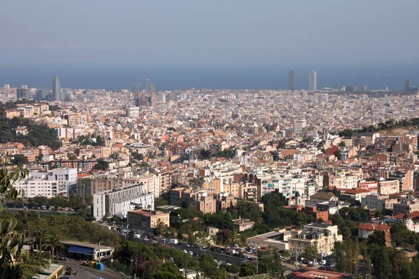 Panoráma Města Barcelona Letecký Pohled Hory Tibidabo — Stock fotografie