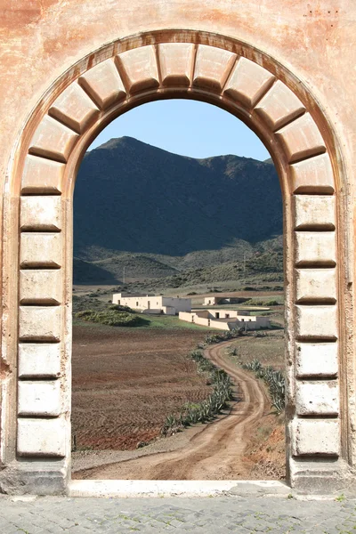 Vista Puerta Vintage Carretera Rural Andalucía España — Foto de Stock