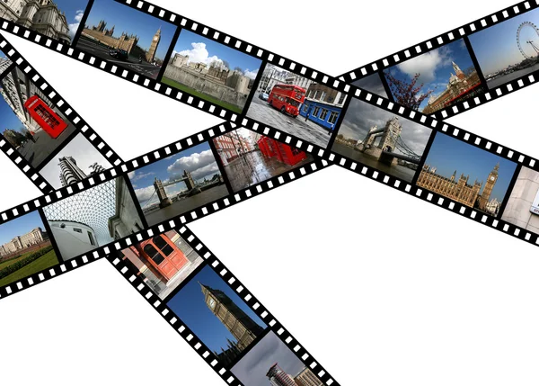 Ilustración Tiras Película Con Fotos Viaje Londres Inglaterra Reino Unido — Foto de Stock