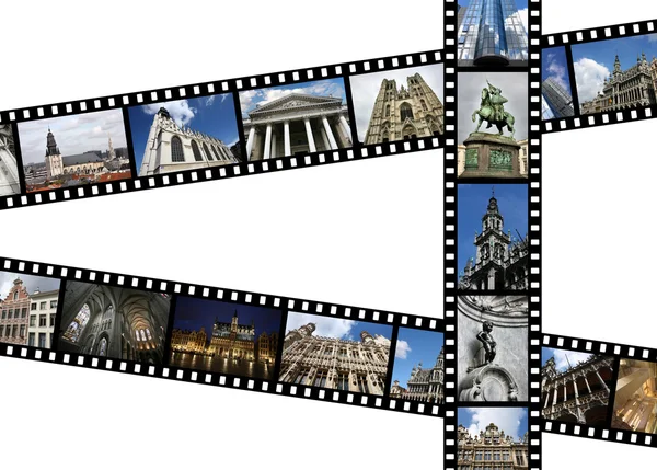Ilustrace Filmové Pásy Cestování Vzpomínky Brusel Belgie Všechny Fotografie Byly — Stock fotografie