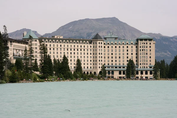 stock image Chateau Lake Louise - famous landmark of Banff National Park.