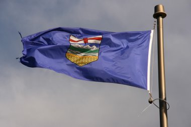 Flag of the Alberta province in Canada on the wind clipart