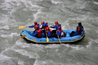 Whitewater rafting on Fraser River, near Rearguard Falls. British Columbia, Canada. clipart