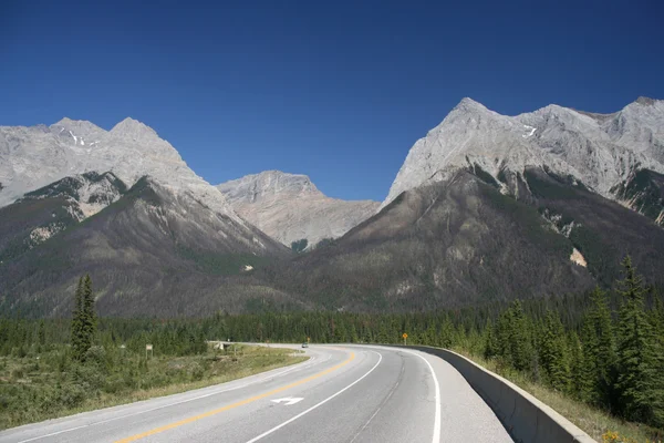 Dobre Uma Estrada Colúmbia Britânica Canadá Paisagem Montanhas Rochosas — Fotografia de Stock