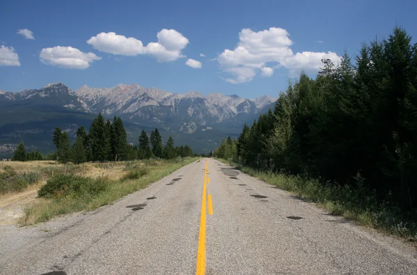 Straight Scenic Road Alberta Canada Rocky Mountains Landscape — Stock Photo, Image