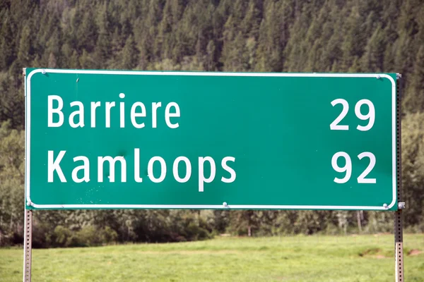 Avstånd Väg Logga British Columbia Barriere Och Kamloops — Stockfoto